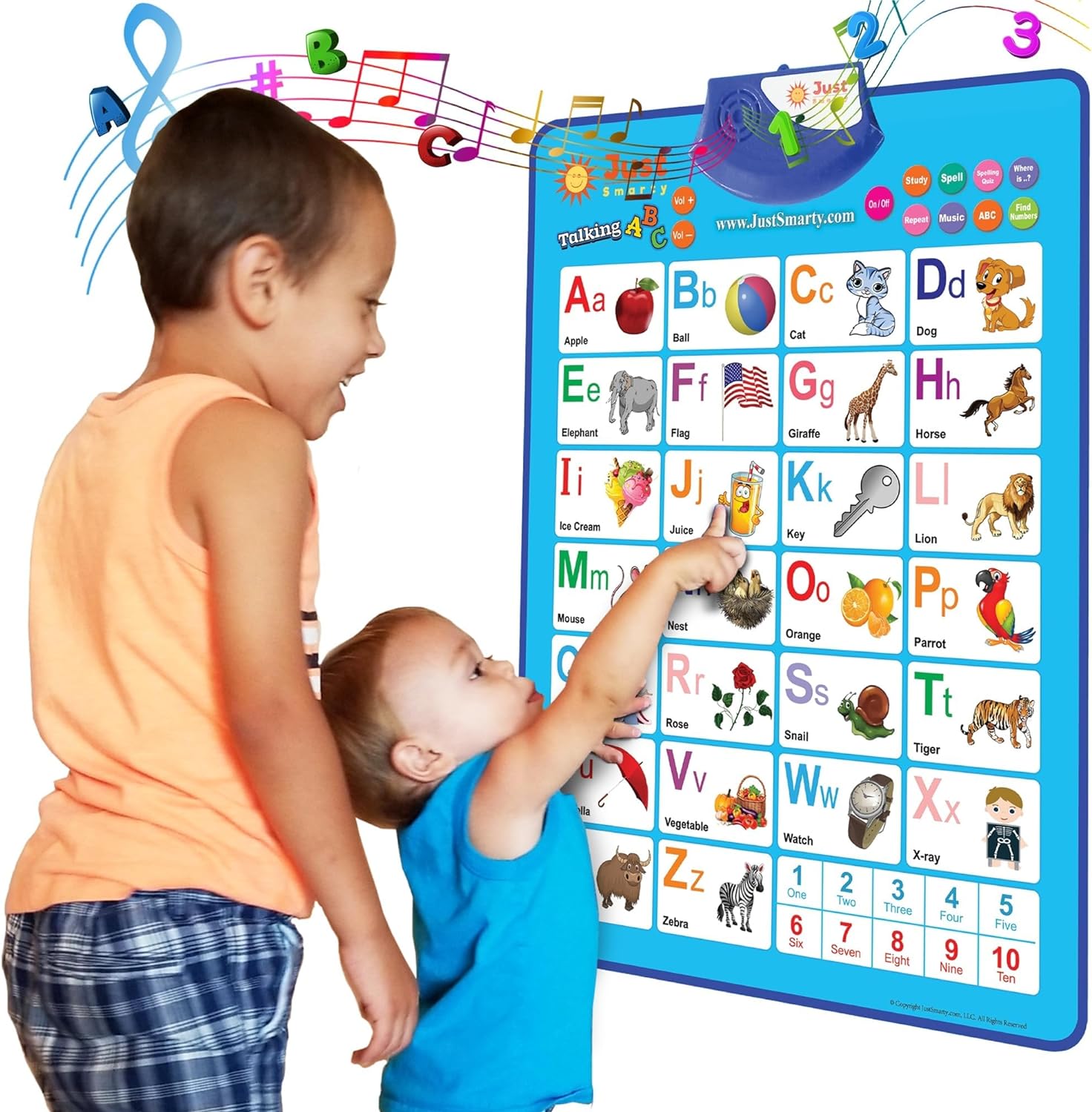 Just Smarty Alphabet Wall Chart for Toddlers 1-3 | ABCs & 123s Kids Learning Toy | Educational Gift for Toddler Ages 1 2 3 4 5 | Speech Therapy Toys for Toddlers 1-3 | Autism Toys for Toddlers 3-4