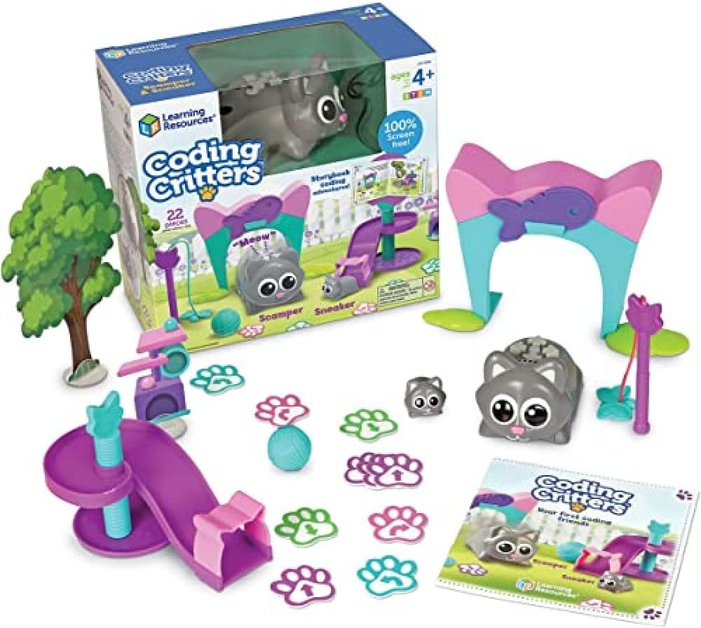 Learning Resources Coding Critters Scamper & Sneaker - 22 Pieces, Ages 4+ Educational Learning Games, Screen-Free Early Coding Toy for Kids, Interactive STEM Coding Pet