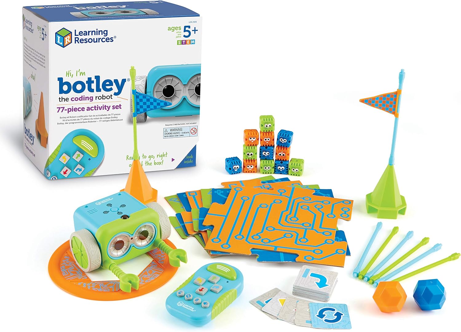 Learning Resources Botley The Coding Robot Activity Set - 77 Pieces, Ages 5+, Screen-Free Coding Robots for Kids, STEM Toys for Kids, Programming for Kids