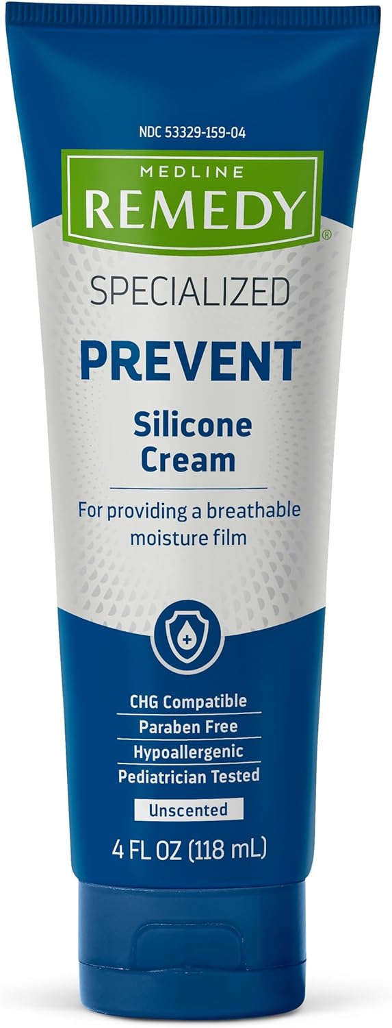 Medline Remedy Specialized Silicone Cream, Unscented (4 fl oz), Gentle Breathable Film for All Ages, Paraben-free and Hypoallergenic Skin Care Cream, Barrier Cream for Dry Cracked Skin