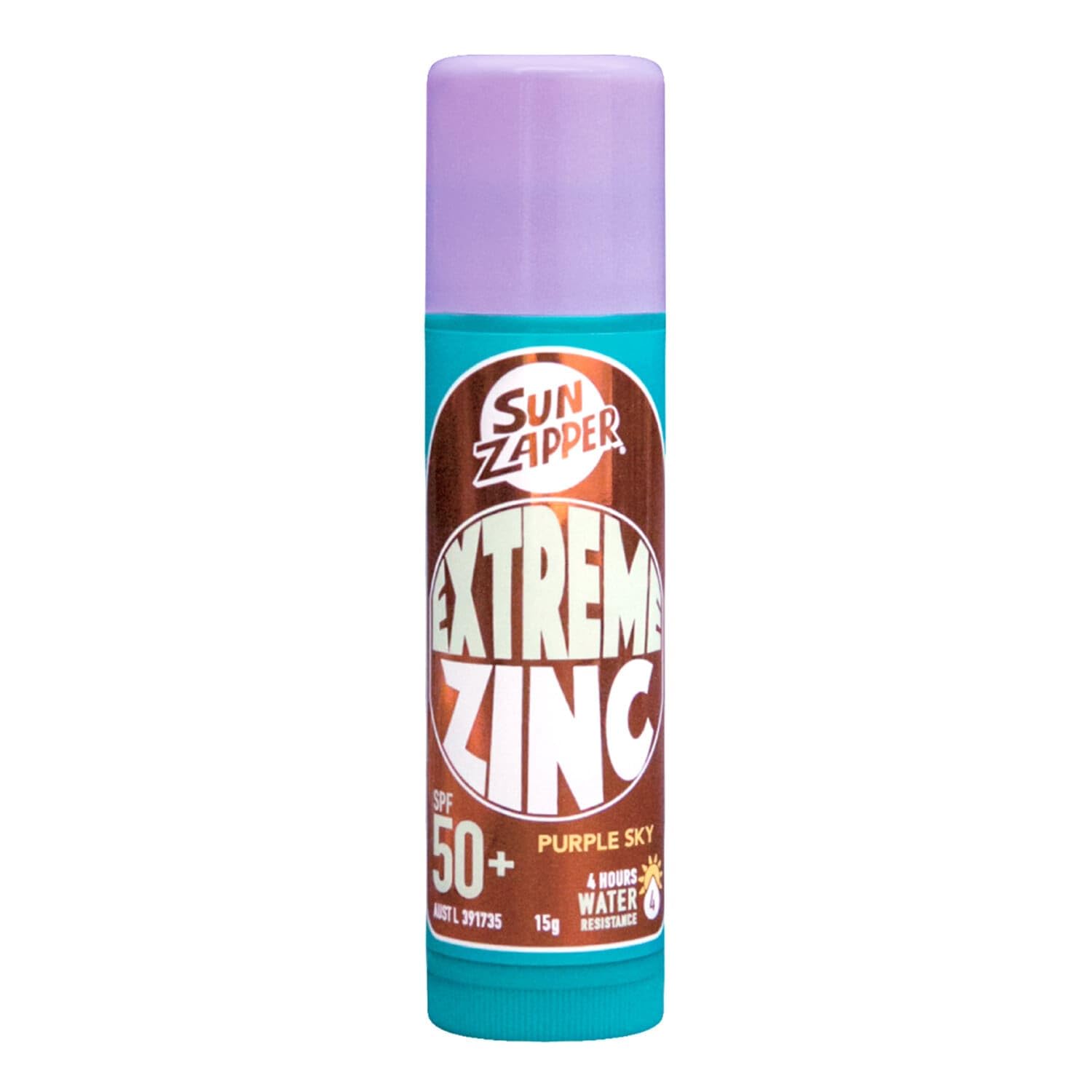 Sun Zapper (Purple Sky) Extreme Zinc Stick - Purple Colour Mineral Sunscreen Stick SPF50+ UVA/UVB+ Unbeatable Sun Protection Sunblock, Sun Cream Made in Australia