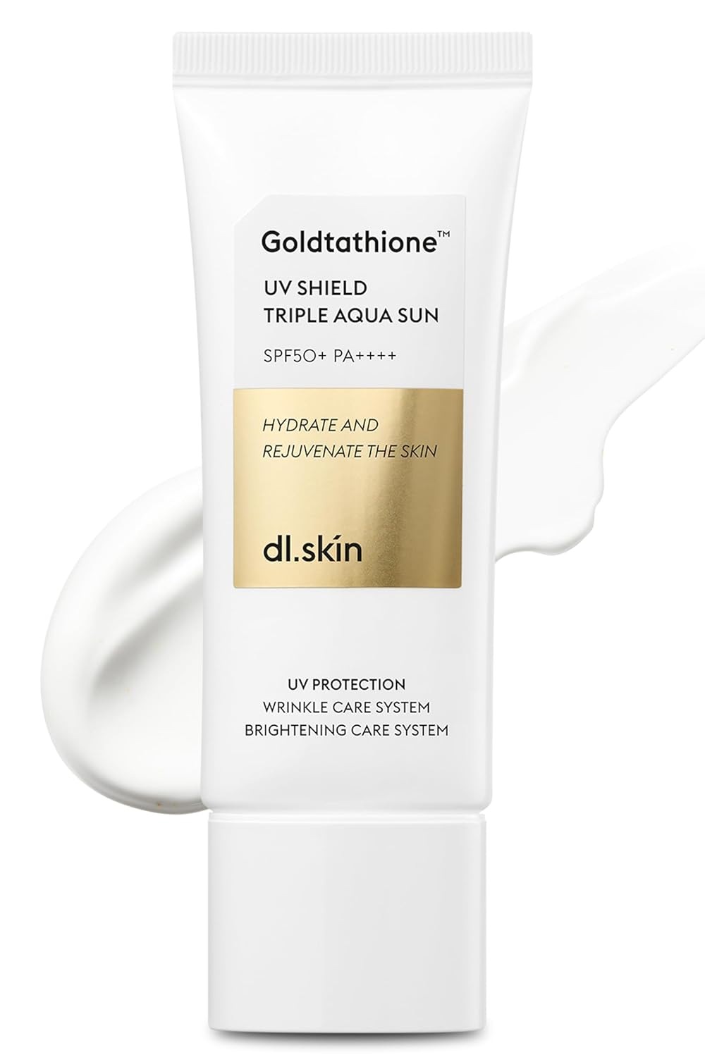 Goldtathione Sun Skin Care Triple Aqua Sun Block Face Lotion with SPF 50+ PA++++ Hydrating & Rejuvenating Face Moisturizer Korean Sunblock Day Cream w/Double Fine Line Care (1.18 fl oz)