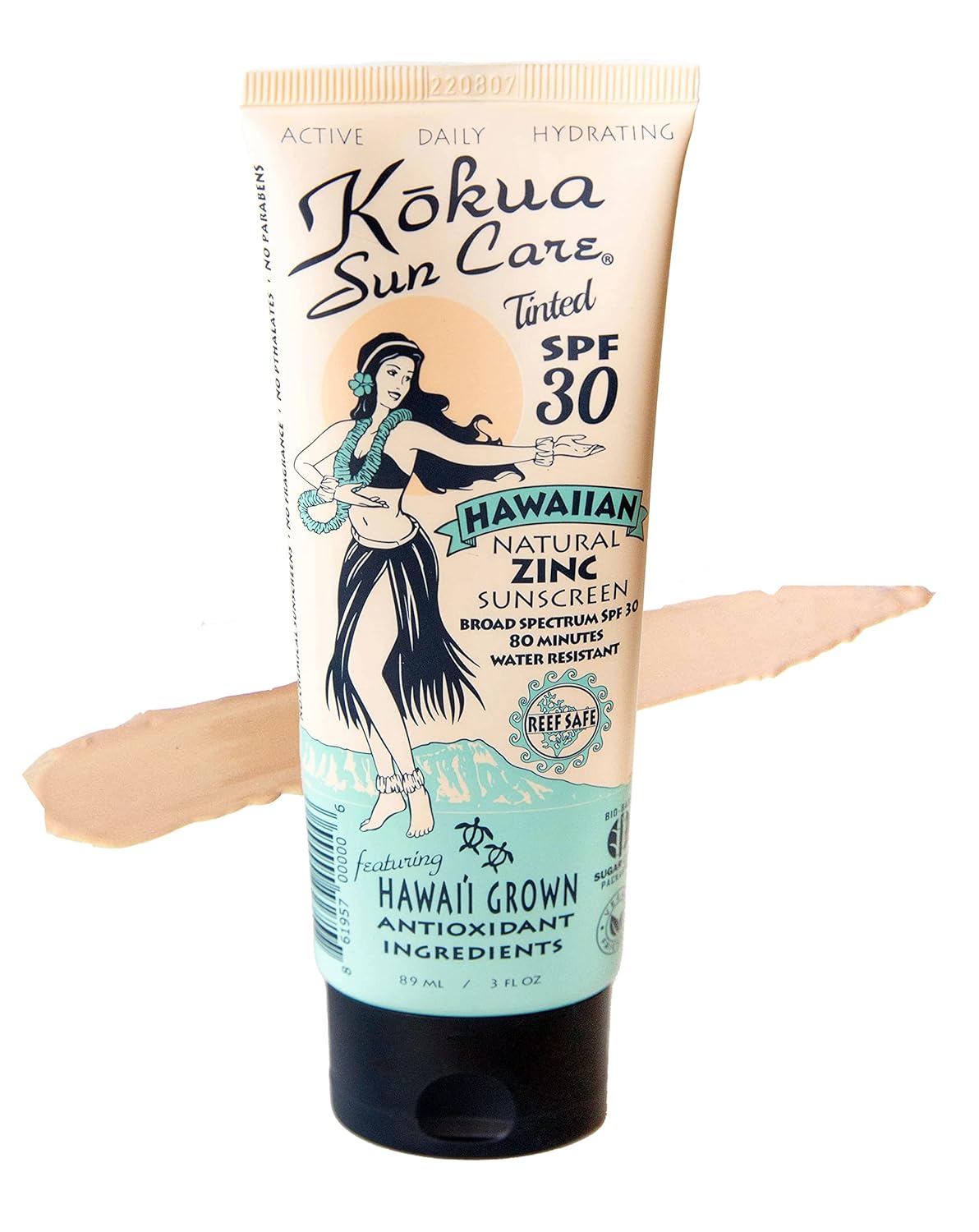 Kokua Sun Care Hawaiian Tinted Non Nano Zinc Oxide Sunscreen for Face & Body, Daily SPF 30/80 Lotion, Moisturizing Sun Protection Cream, Mineral Water Resistance, Reef Safe, Cruelty Free, Vegan