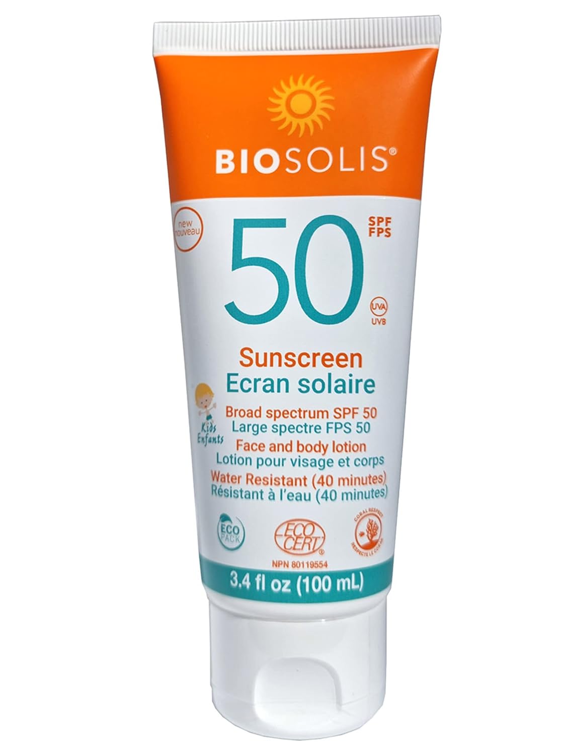 Kids Sun Milk SPF 50 - Gentle on the Skin - Effective Protection against Harmful Rays - Mineral-Based Filters Sunscreen Cream - Water Resistant - No Perfume - Non-Sticky - Vegan - 3.4 oz